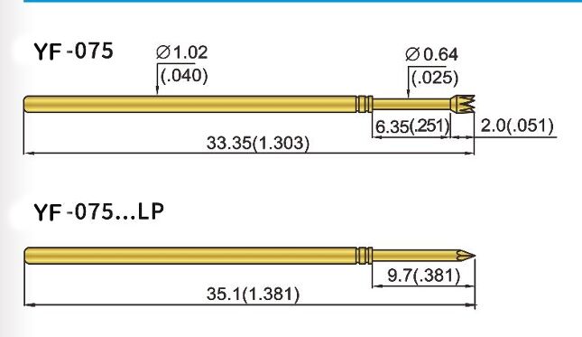 Probe pengujian spring barel kuningan tahan lama konduktivitas tinggi untuk pengujian presisi aplikasi ICT