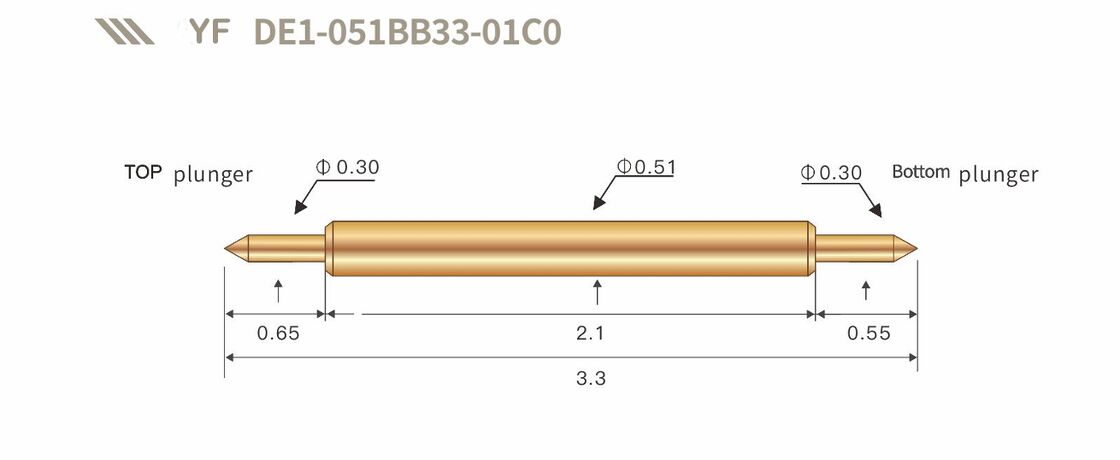 Gold Plated Spring Test Probe with 2A Current Rating and Custom Sizes for Precision Semiconductor Testing